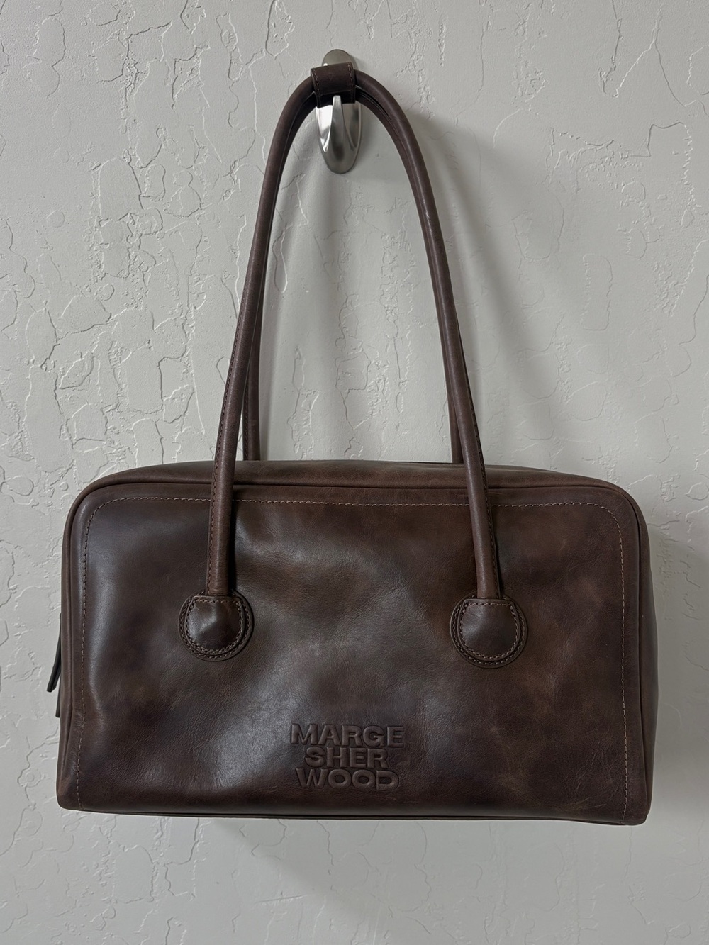 Marge Sherwood Soft Boston Washed Brown Pull Up Leather Shoulder Bag
